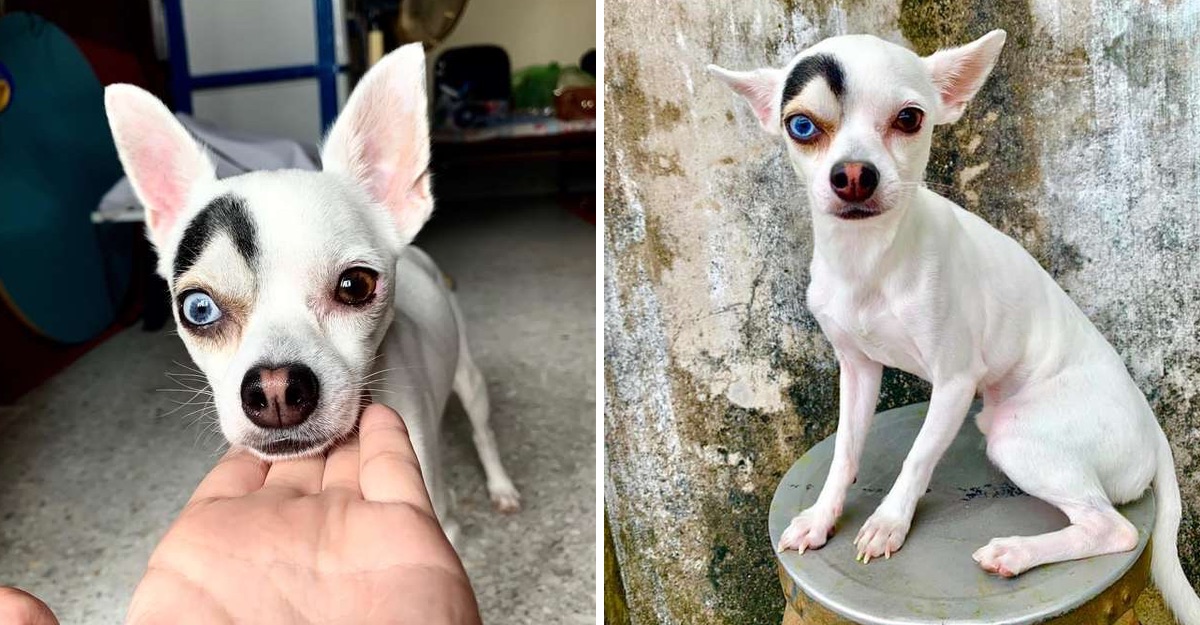 difícil teléfono grueso perro chihuahua ojos azules Intacto