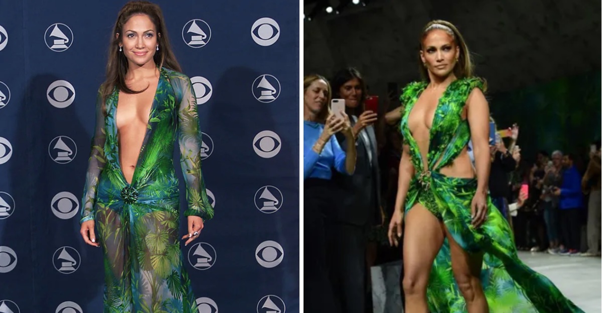 Jennifer Lopez desempolvó su legendario vestido Versace verde. 20 años  después aún le queda perfecto | Upsocl