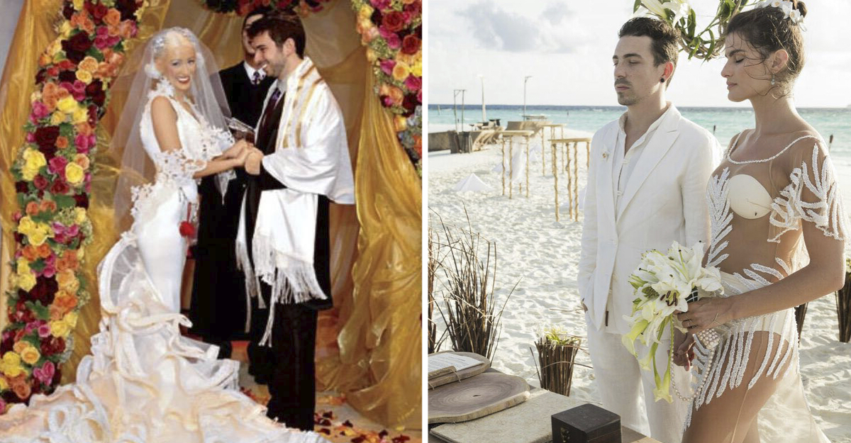 10 celebs que usaron extraños vestidos de novia. Una apenas pudo caminar al  altar | Upsocl