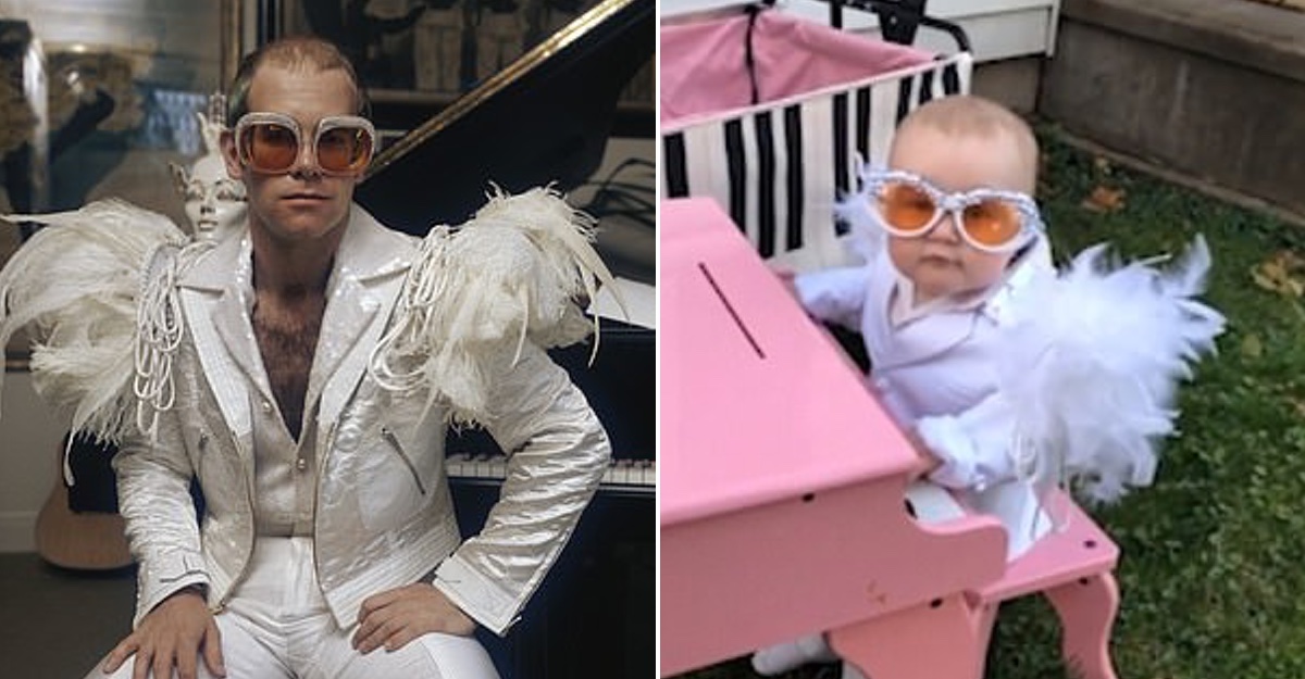 Tierna bebé se luce imitando a Elton John con traje de plumas. Es su primer  disfraz de Halloween | Upsocl